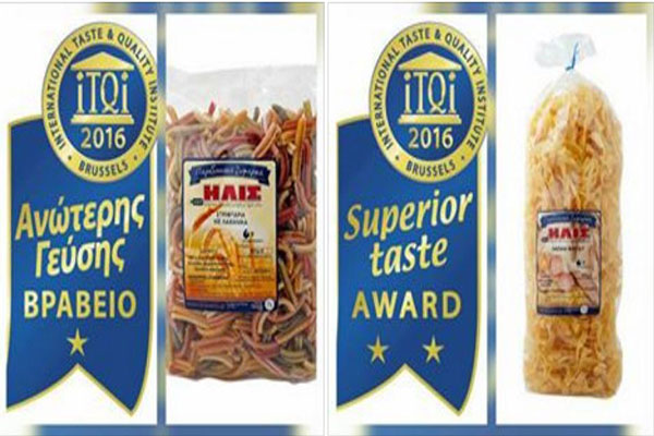 "ΗΛΙΣ" Παραδοσιακά Ζυμαρικά: Δύο ακόμη βραβεία απο τον Διεθνή Οργανισμό Γεύσης και Ποιότητας iTQi στις Βρυξέλλες